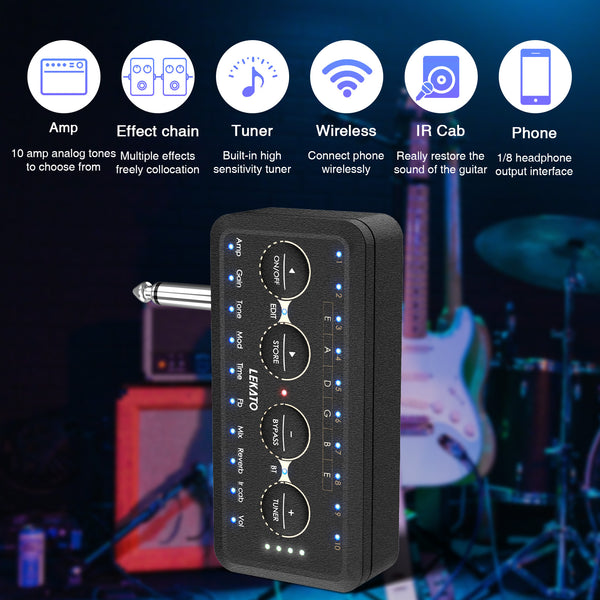 LEKATO PA-1 Guitar Headphone Amplifier Amp w/ Tuner Bluetooth (Get $15 Coupon) - LEKATO-Best Music Gears And Pro Audio