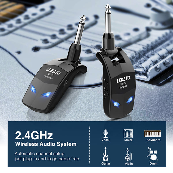 LEKATO 2.4GHz ワイヤレス ギター システム トランスミッター