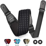 LEKATO 3.5 Inches 5 Rows 3D Sponge Filling Guitar Strap Set w/ 6 Picks (Get $10 Coupon) - LEKATO-Best Music Gears And Pro Audio