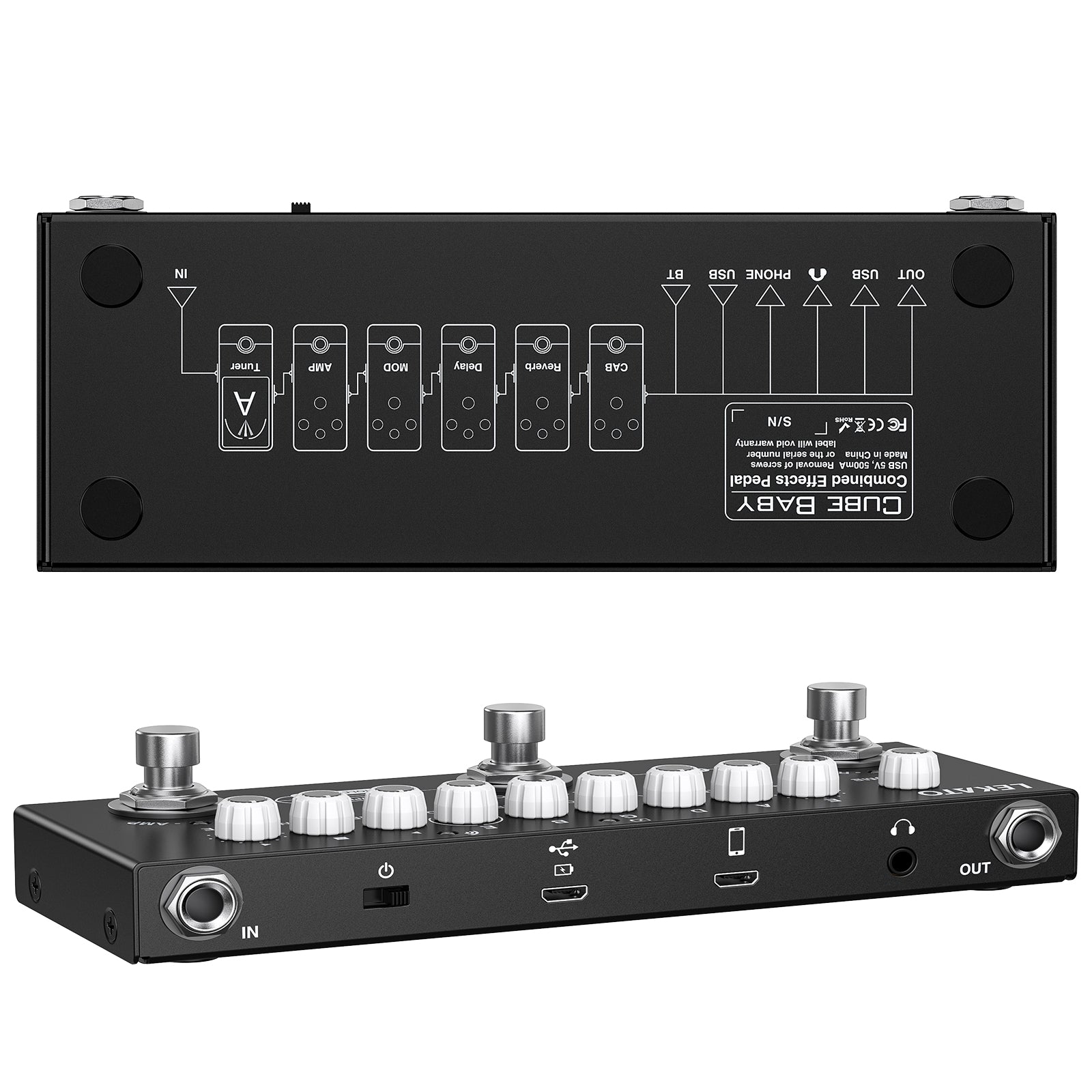 LEKATO Electric Guitar Bass Acoustic Guitar MultiEffect Pedal 9 Pream