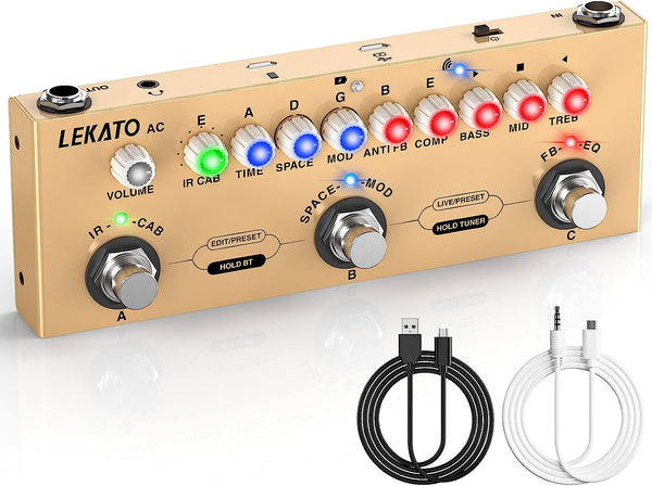 LEKATO Electric Guitar Bass Acoustic Guitar Multi-Effect Pedal 9 Preamp 8 IR CAB 5 Effects - LEKATO-Best Music Gears And Pro Audio