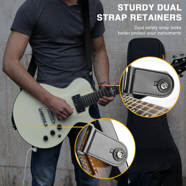 LEKATO 4 Rows 3D Sponge Filling Adjustable Guitar Strap Set 3 inch w/ 6 Picks (M01976)