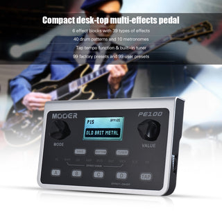 Mooer PE100 Guitar Multi Effects Pedal Desktop Effects Pedal LCD Display