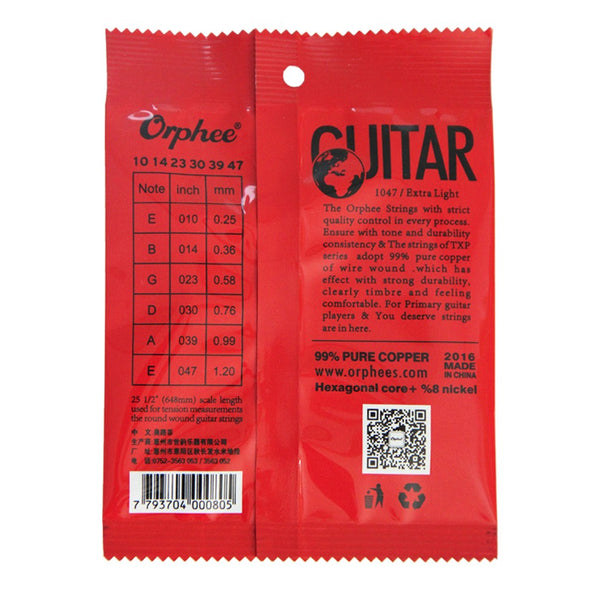 10 Set Professional Orphee TX620-P Acoustic Folk Guitar Strings (.010-.047) - LEKATO-Best Music Gears And Pro Audio