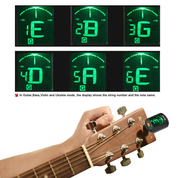 2 Packs AROMA Clip-on Guitar Tuners LCD Display 440Hz For Chromatic Bass Ukulele - LEKATO-Best Music Gears And Pro Audio