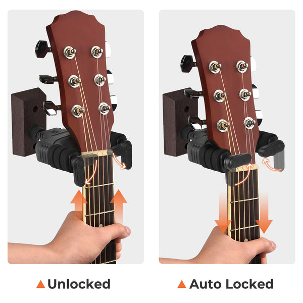 LEKATO 1pair Wall Mount Guitar Hangers Adjustable Hook Holder Instrument Display
