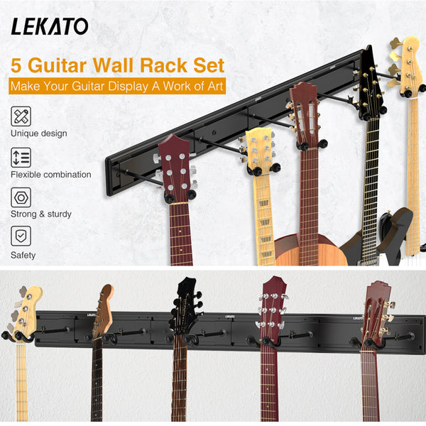 LEKATO 4 Rows 3D Sponge Filling Adjustable Guitar Strap Set 3 inch