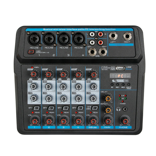 6-Channels Sound Mixing Mixer Audio DJ Console Live Recording