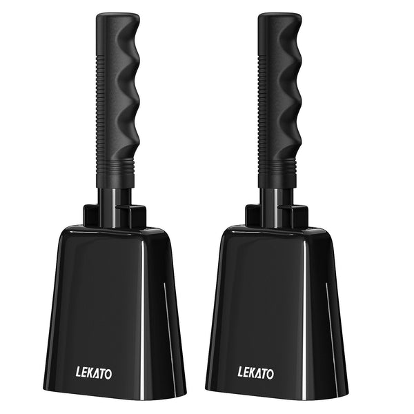 2pcs LEKATO 8 inch Steel Cowbell with Handle Cheering Bell for Sports Event