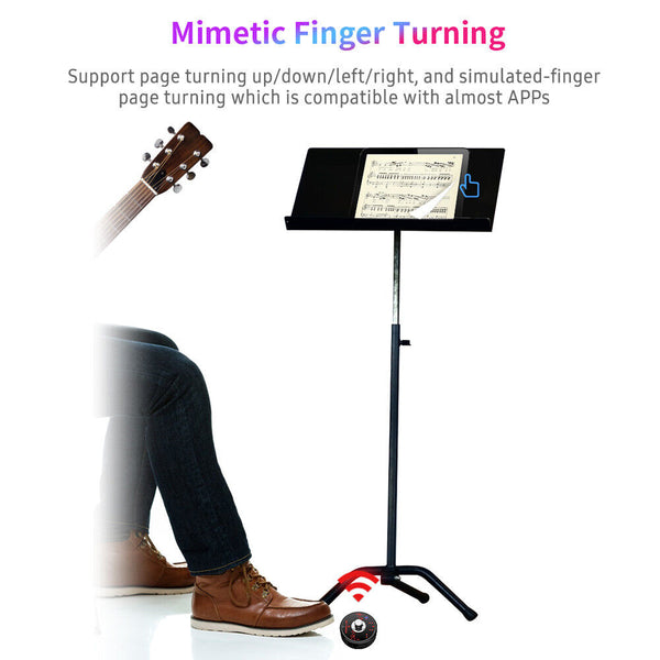 Bluetooth Page Turner Pedal Rechargeable Wireless Foot Switch for Music Sheet