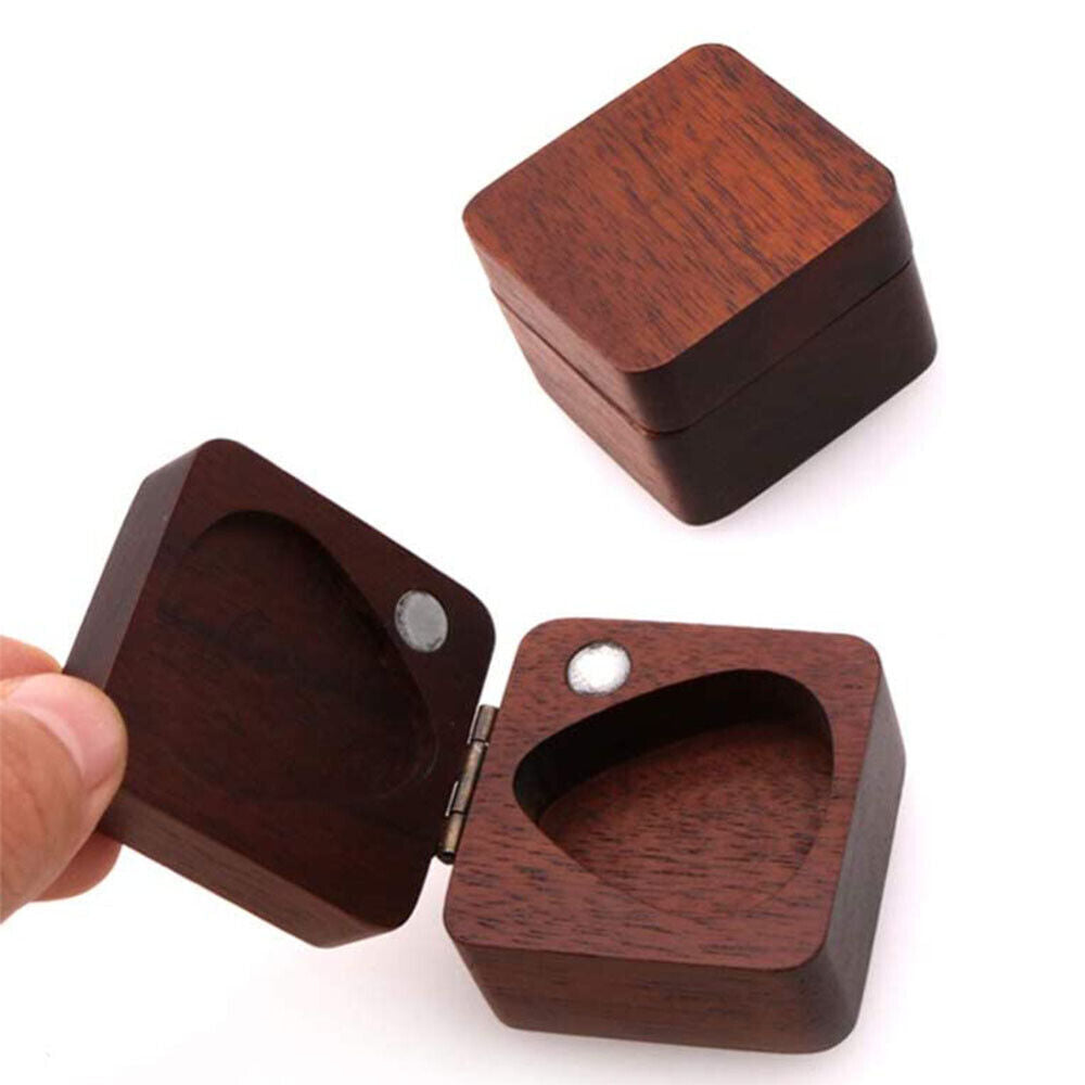PRO Guitar Walnut Wooden Pick Plectrum Box Holder Collector Gift Music Lover
